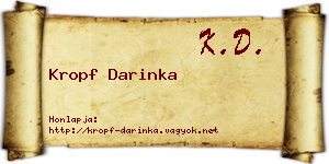 Kropf Darinka névjegykártya